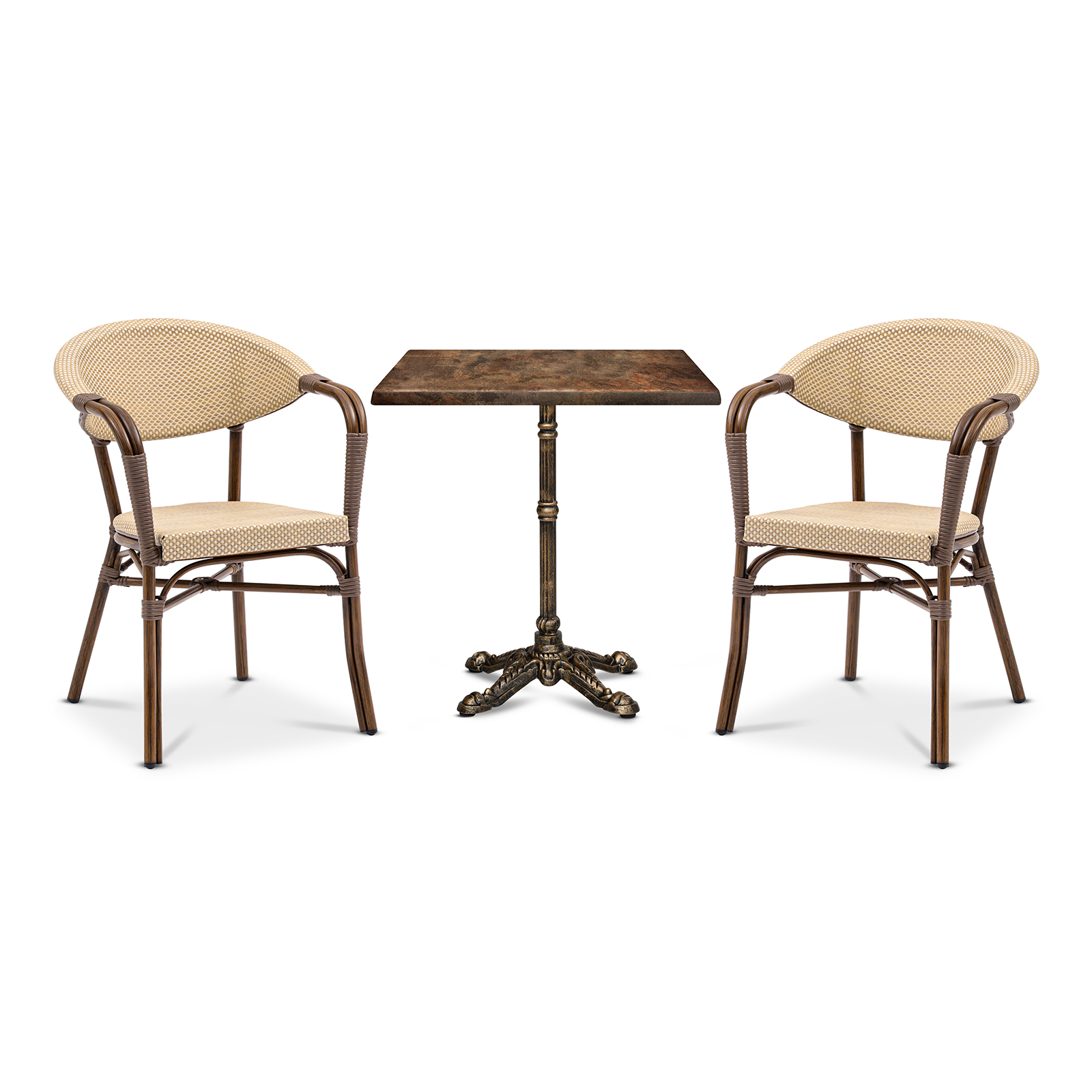 Monaco chair, Brow/Nature texteline
